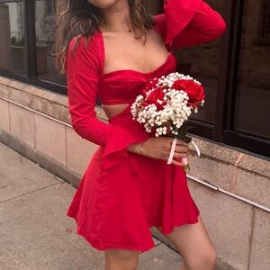 Oh Polly Mini Dress in Cherry Red